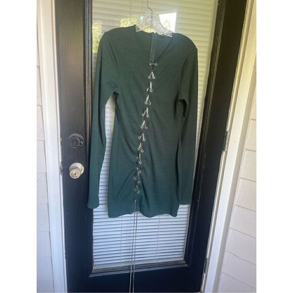 NWT Shane Justin Green Chain Lace Up mini  Dress 2XL Party - Picture 14 of 16